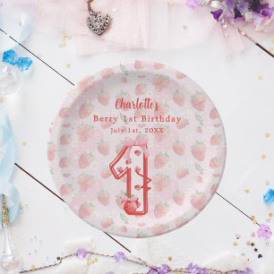 Assiettes En Carton Berry 1er Anniversaire fraises rouge
