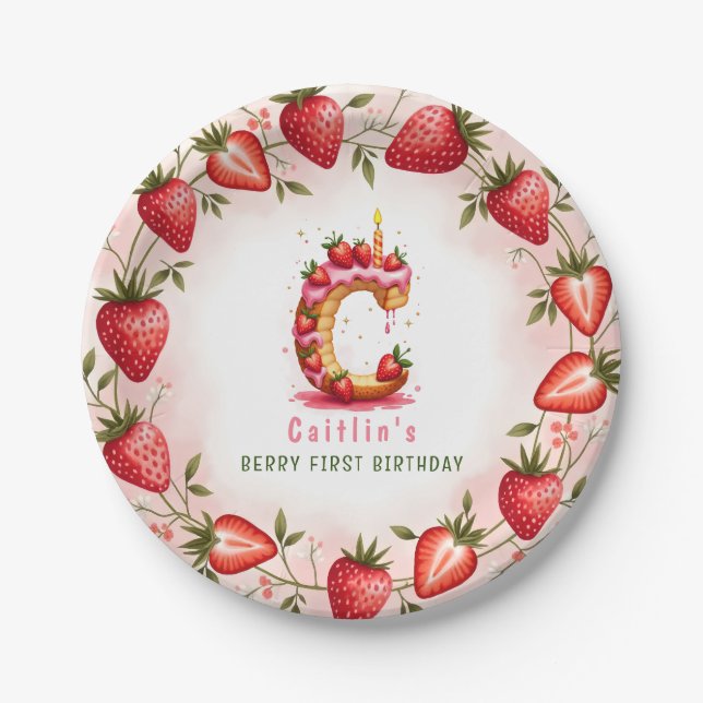 Assiettes En Carton Berry 1er Anniversaire Plaque C Cake Design (Devant)
