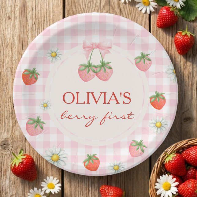 Assiettes En Carton Berry 1st birthday strawberry Paper Plate (Berry 1st Birthday Strawberry Paper Plate)