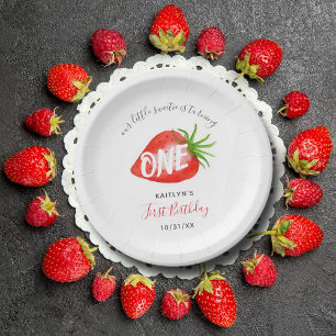 Assiettes En Carton Berry aux fraises sucrées Premier 1er anniversaire