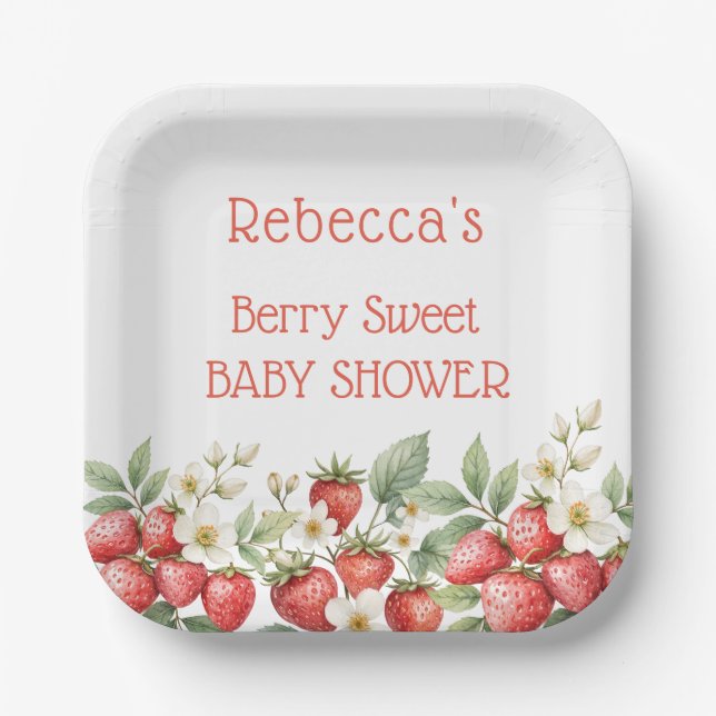 Assiettes En Carton Berry Baby shower sucré fraises Blossom (Recto)