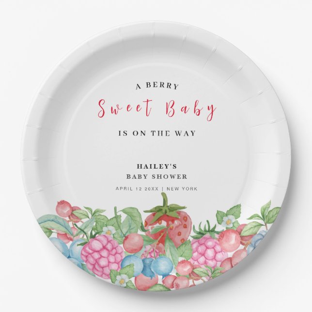 Assiettes En Carton Berry doux Baby shower doux et doux (Devant)