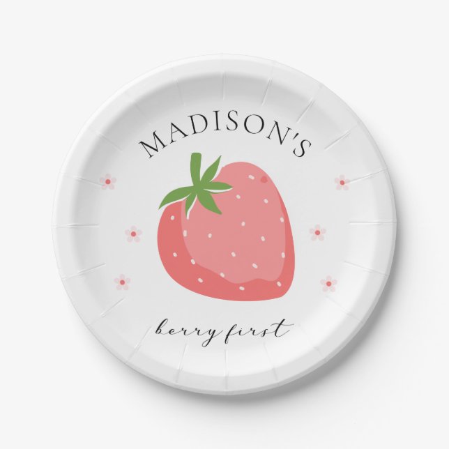 Assiettes En Carton Berry First Birday Papier Plaques Fraise Party (Devant)