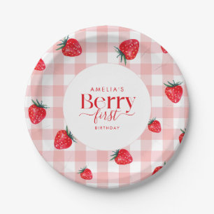 Assiettes En Carton Berry First Birthday Strawberry Girl