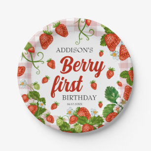 Assiettes En Carton Berry First Strawberry 1er fête d'anniversaire Per