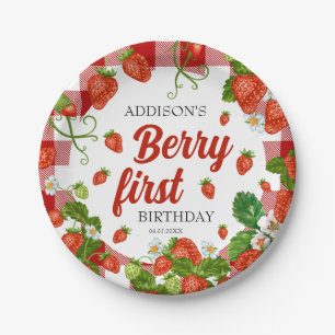 Assiettes En Carton Berry First Strawberry 1er fête d'anniversaire Per