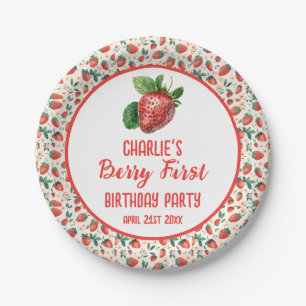 Assiettes En Carton Berry First Strawberry Girl 1er anniversaire fête