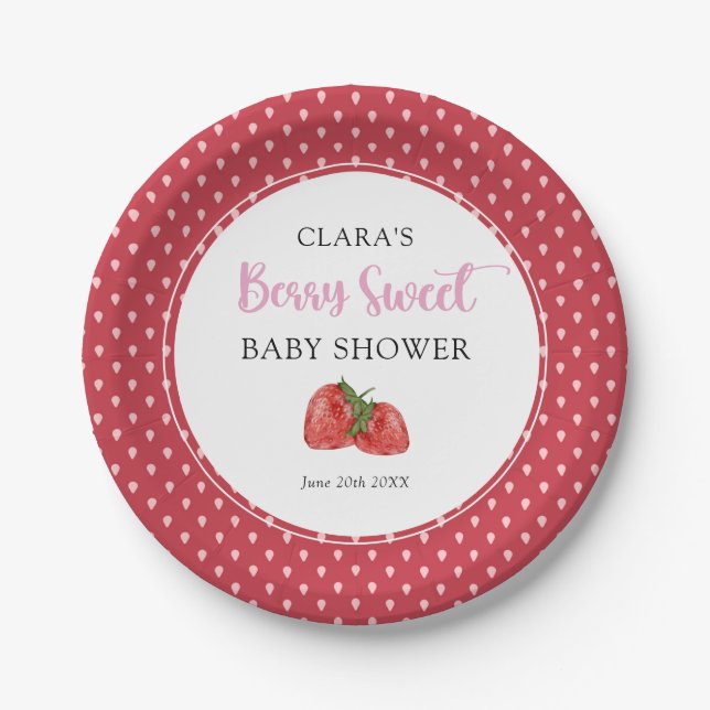 Assiettes En Carton Berry fraise Baby shower sucré (Devant)