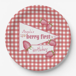 Assiettes En Carton Berry fraise Premier anniversaire