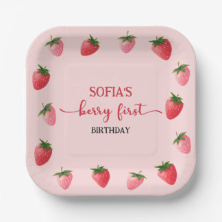 Assiettes En Carton Berry fraise Premier anniversaire