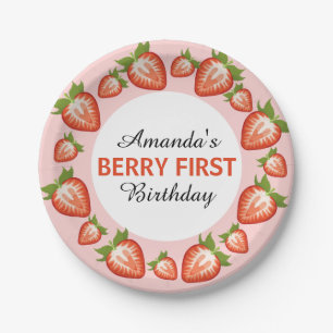 Assiettes En Carton Berry premier anniversaire Berry Girl rose fraise