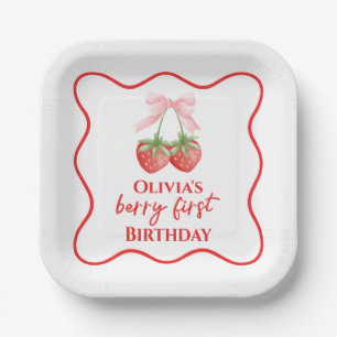 Assiettes En Carton Berry premier anniversaire de fraise Bow rose