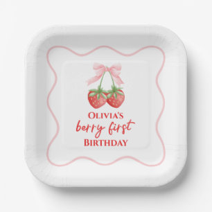 Assiettes En Carton Berry premier anniversaire de fraise Rose Bow