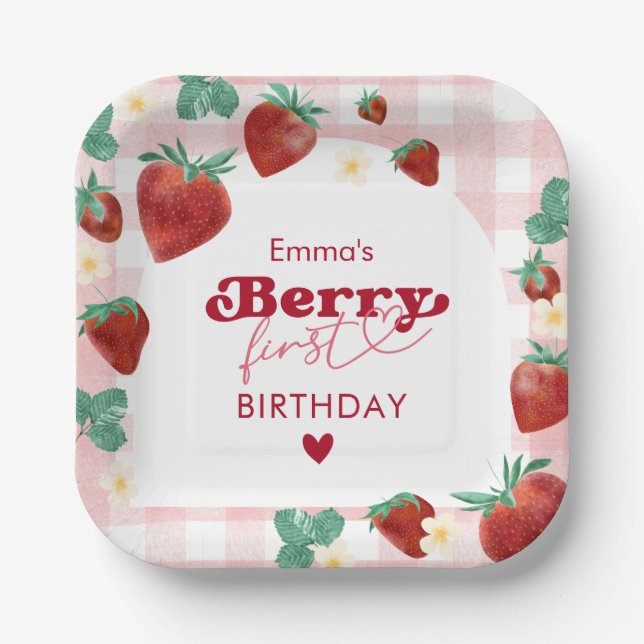Assiettes En Carton Berry premier anniversaire fille 1er anniversaire  (Recto)