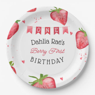 Assiettes En Carton Berry Premier anniversaire fraise
