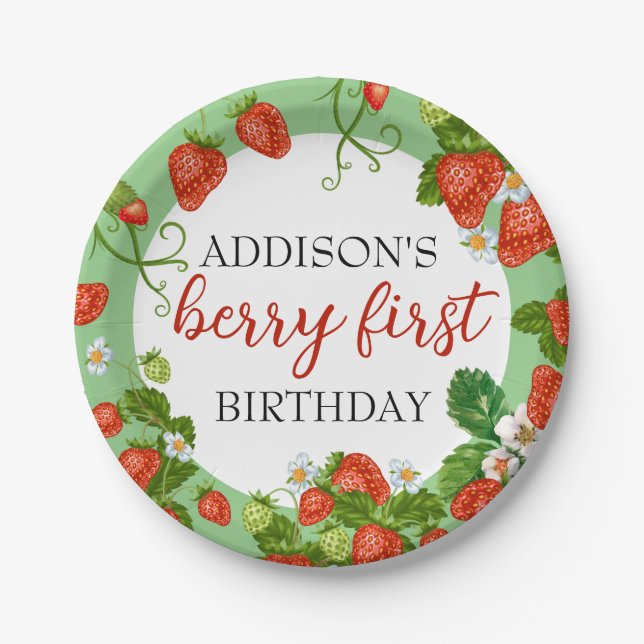 Assiettes En Carton Berry Premier anniversaire fraise 1er anniversaire (Devant)