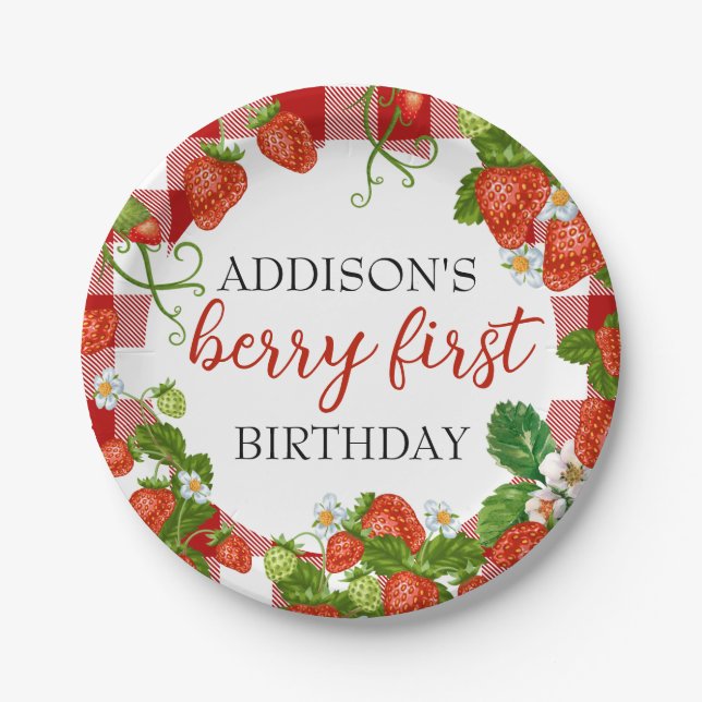 Assiettes En Carton Berry Premier anniversaire fraise 1er anniversaire (Devant)