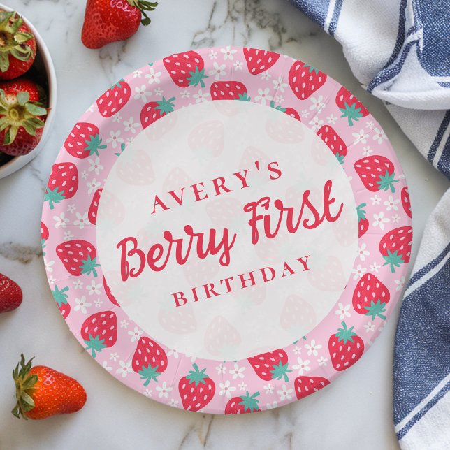 Assiettes En Carton Berry Premier anniversaire Fraise Daisy (Créateur téléchargé)