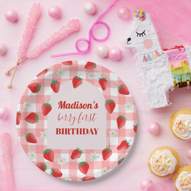 Assiettes En Carton Berry Premier Anniversaire fraise Premier 1er Bien (Fête)