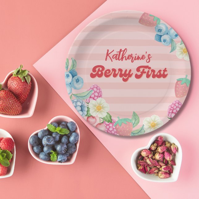Assiettes En Carton Berry Premier anniversaire Fruit Thème 1er anniver (Créateur téléchargé)