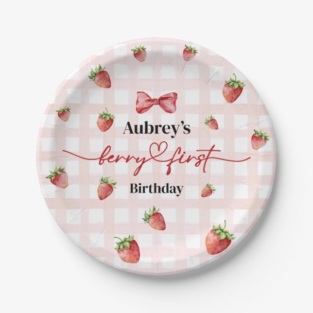 Assiettes En Carton Berry Premier Anniversaire Plaque Papier (Devant)