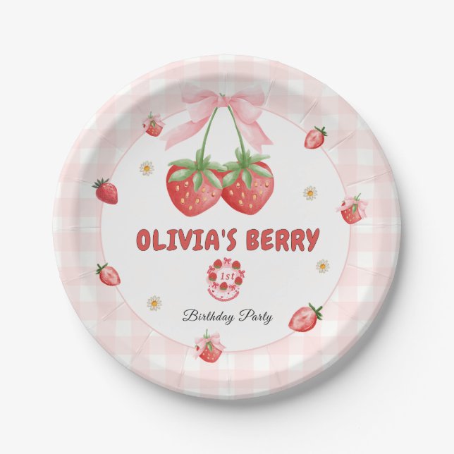 Assiettes En Carton Berry Premier Anniversaire Soft Rose (Devant)