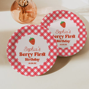 Assiettes En Carton Berry rouge fraise première fête d'anniversaire
