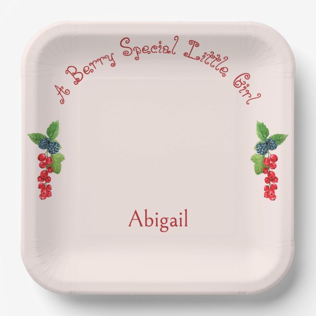 Assiettes En Carton Berry Special Little Girl Blush Baby shower Carré (Recto)