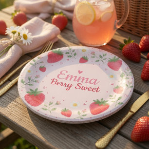 Assiettes En Carton Berry Sweet Anniversaire Fraise Rose 