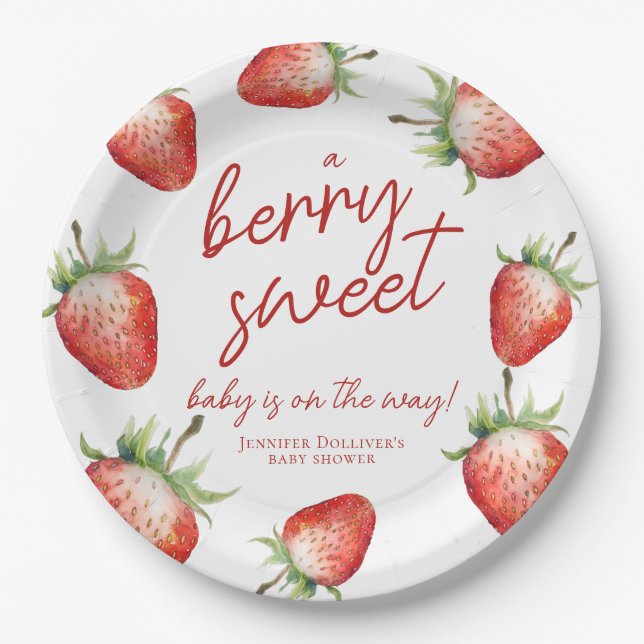 Assiettes En Carton Berry Sweet Baby shower fraise (Devant)