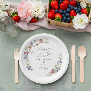 Assiettes En Carton Berry Sweet Baby shower Fruits et fleurs