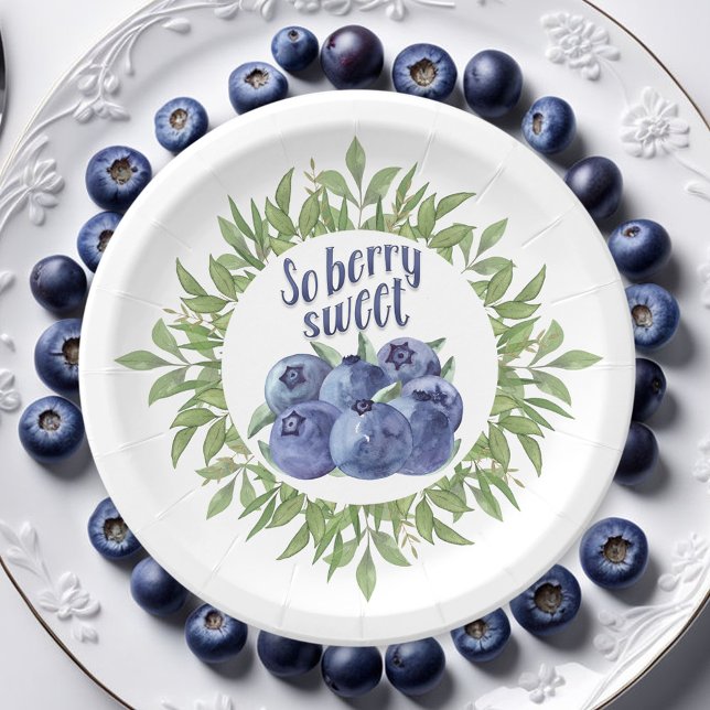 Assiettes En Carton Berry Sweet Blueberry Summer Petites plaques en pa (Berry Sweet Blueberry Summer Small Paper Plates)