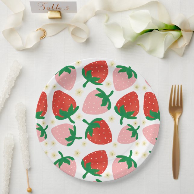 Assiettes En Carton Berry Sweet Delights White (Mariage)
