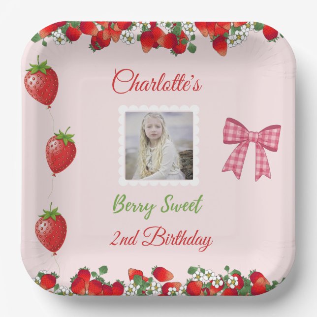 Assiettes En Carton Berry Sweet photo d'anniversaire (Recto)