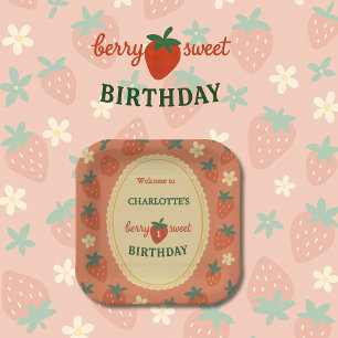 Assiettes En Carton berry sweet premier anniversaire bienvenue