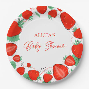 Assiettes En Carton Berry Sweet Strawberries Baby shower fille