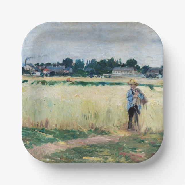 Assiettes En Carton Berthe Morisot - Dans le champ de roues à Gennevil (Recto)