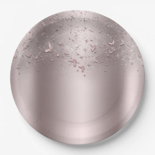 Assiettes En Carton Beurre de fraise rose Sucré papillon 16 Partie