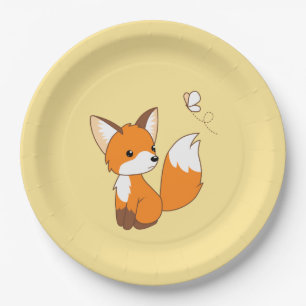 Assiettes En Carton Beurre de surveillance Little Fox sur Jaune