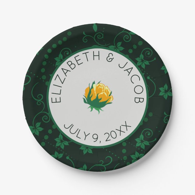 Assiettes En Carton Beurre élégant Camellia Jaune Mariage (Devant)