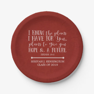 Assiettes En Carton Bible chrétienne moderne Verse Rustique Red Gradua