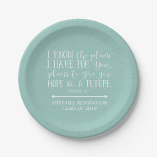 Assiettes En Carton Bible chrétienne moderne Verse Turquoise Aqua Grad