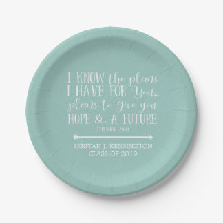 Assiettes En Carton Bible chrétienne moderne Verse Turquoise Aqua Grad