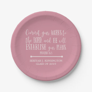 Assiettes En Carton Bible chrétienne Verse Typographie Pink Graduation