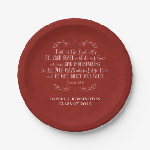 Assiettes En Carton Bible de la graduation chrétienne Verse Typographi