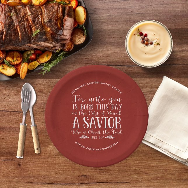 Assiettes En Carton Bible de Noël personnalisée Typographie de couplet (Personalized Christmas Bible Verse Typography Paper Plates)