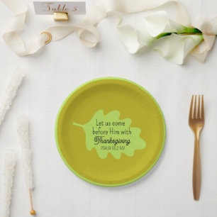 Assiettes En Carton Bible de Thanksgiving Verse Feuille verte Autume O