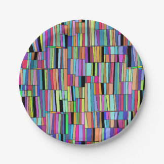 Assiettes En Carton Bibliothèque moderne colorée du milieu du siècle