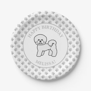 Assiettes En Carton Bichon Frise Chien de Dessin Animé Mignon Annivers