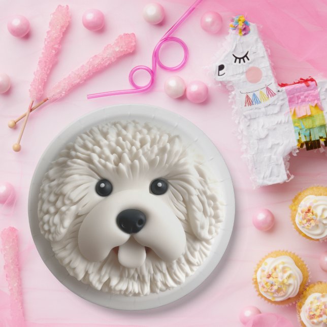 Assiettes En Carton Bichon Frise Dog 3D inspiré (Fête)